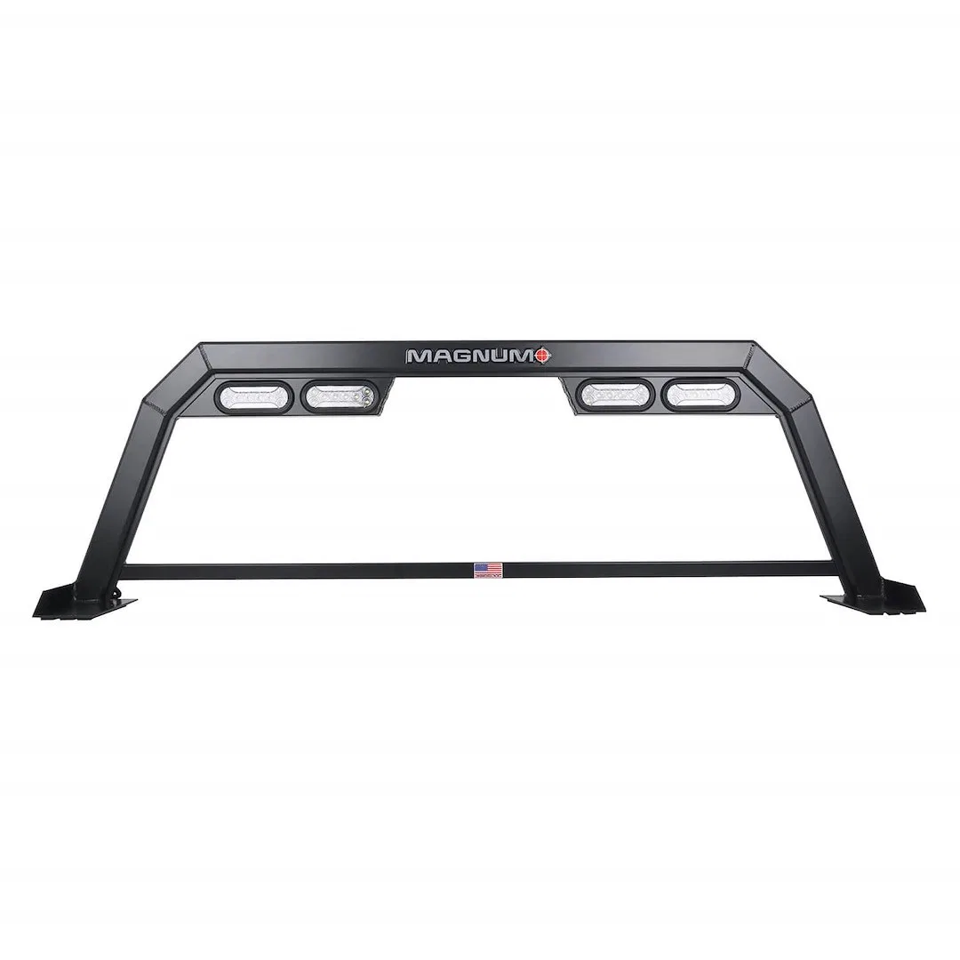 424LPHPJ3NB – MAGNUM TRUCK Headache Rack, Frame Only Lighted Powder Coated Matte Black Aluminum Can Be Used With Betw...